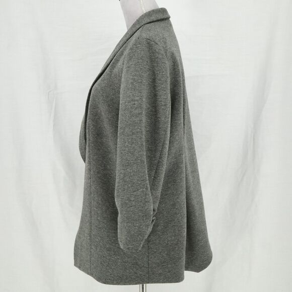 Saks Fifth Avenue Jacket Womens XL Gray Stretch Knit Ruched Sleeves Lined Blazer - Picture 11 of 16
